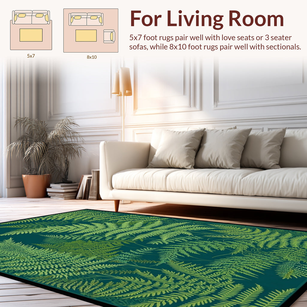 Forest Fern Botanical Print Rug
