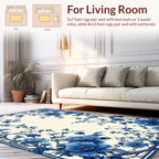 Blue Floral Vine Pattern Rug