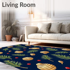 Golden Bauble Pine Leaf Holiday Rug