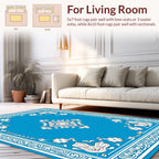 Bright Blue Ornamental Floral Pattern Rug