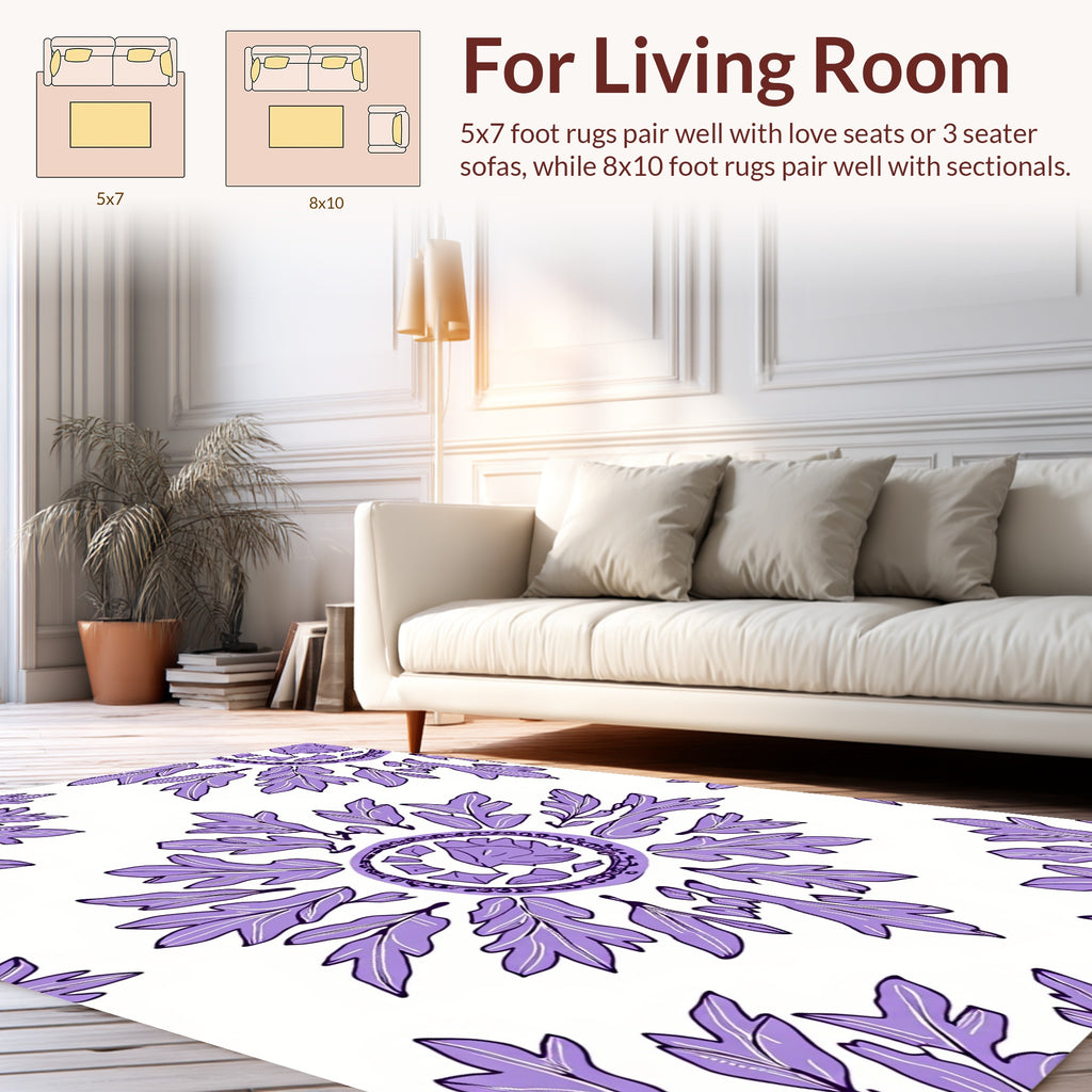 Purple Floral Medallion Pattern Rug