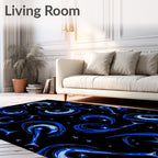 Abstract Blue Cosmic Crescent Stars Rug