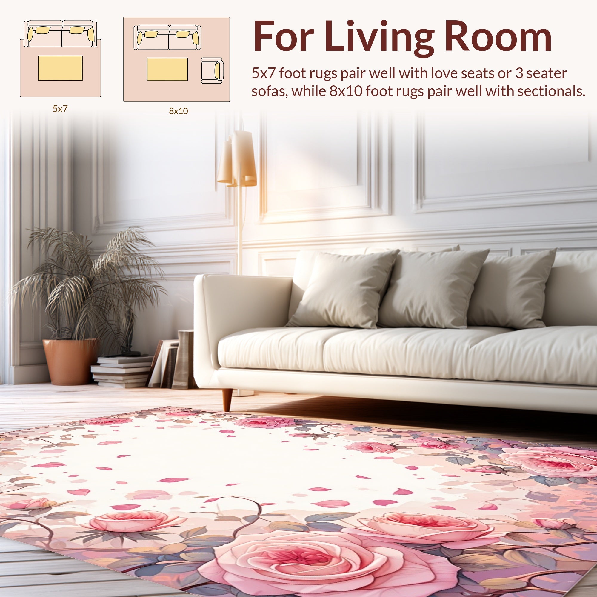 Romantic Rose Blossom Garden Pattern Rug