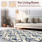 Navajo Inspired Dark Blue Repeating Pattern Rug