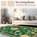 Emerald Gold Floral Medallion Rug