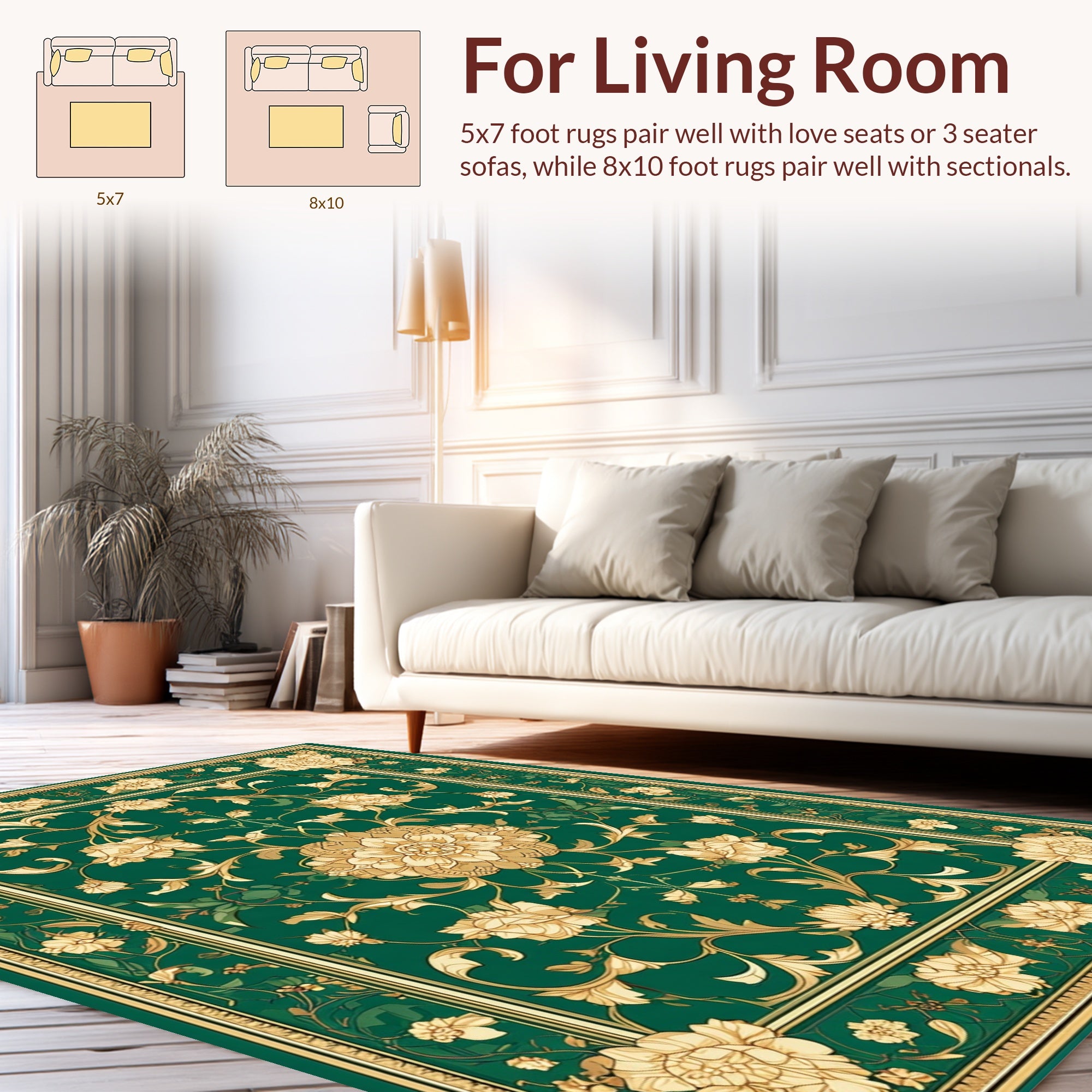 Emerald Gold Floral Medallion Rug