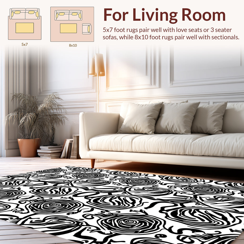 Bold Rose Faces Abstract Pattern Rug