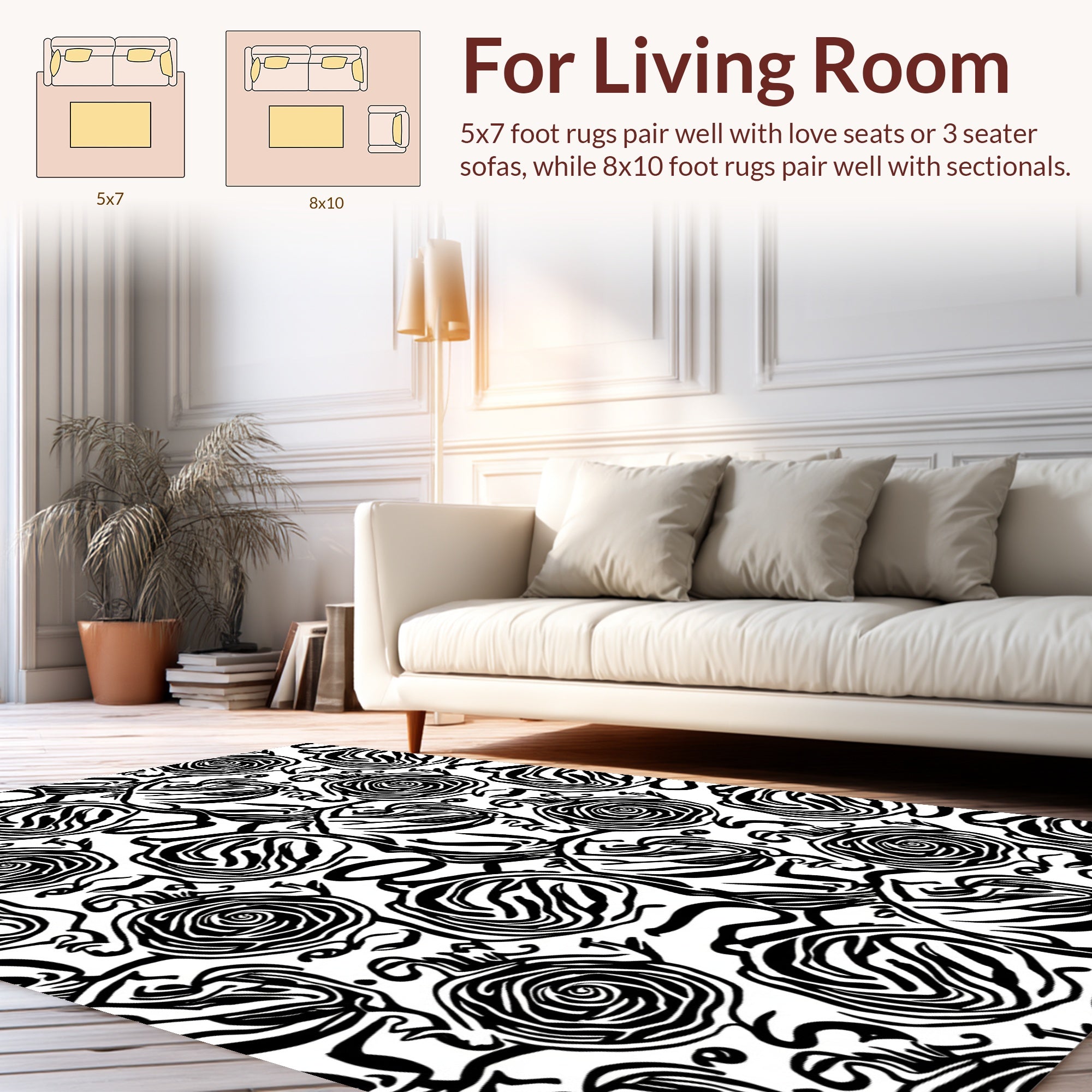 Bold Rose Faces Abstract Pattern Rug