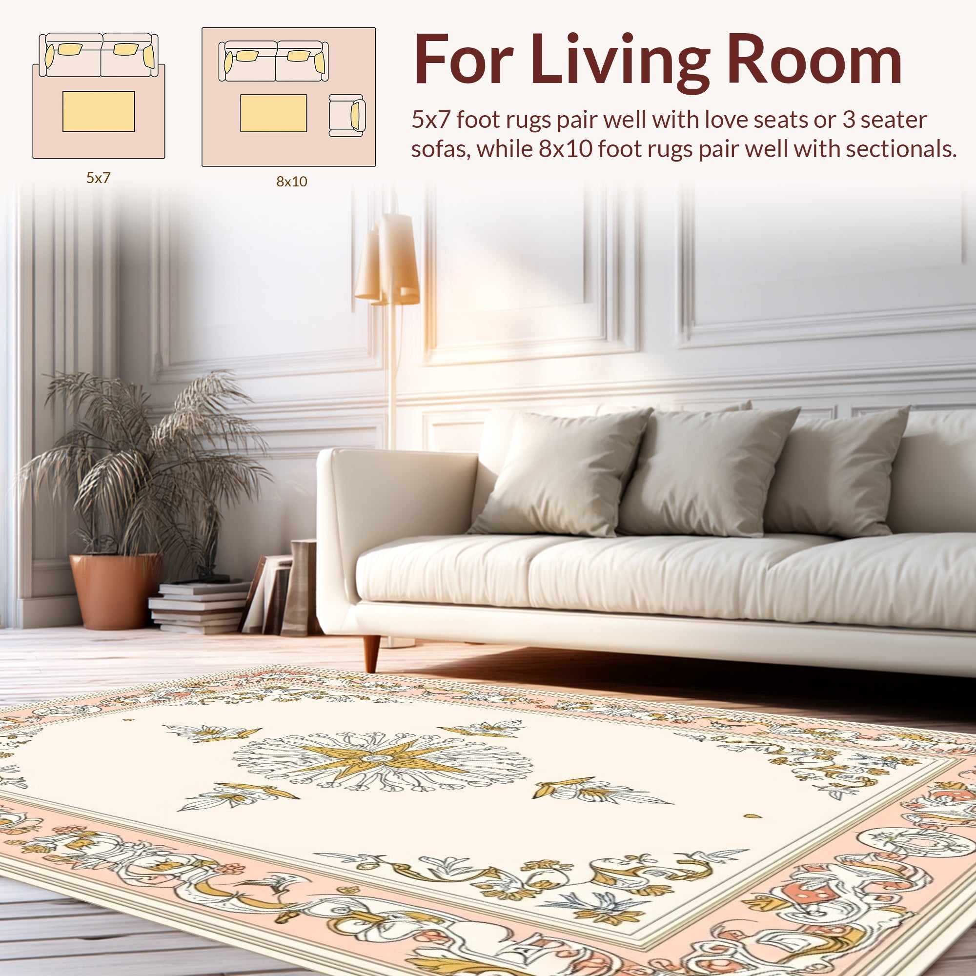 Ornate Floral Border medallion Design Rug