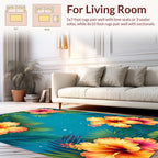 Tropical Hibiscus Floral Pattern Rug