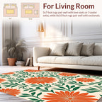 Bold Orange Flower Leaf Pattern Rug