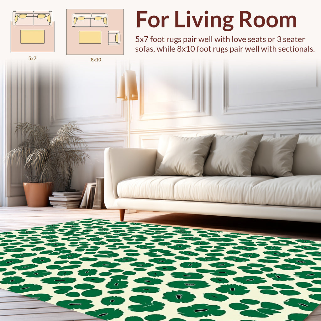 Abstract Green Floral Funky Pattern Rug