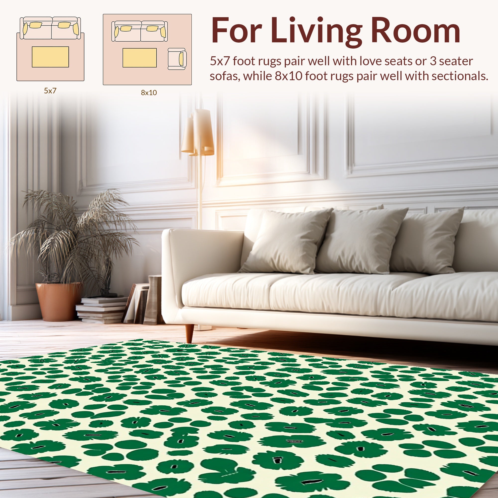 Abstract Green Floral Funky Pattern Rug