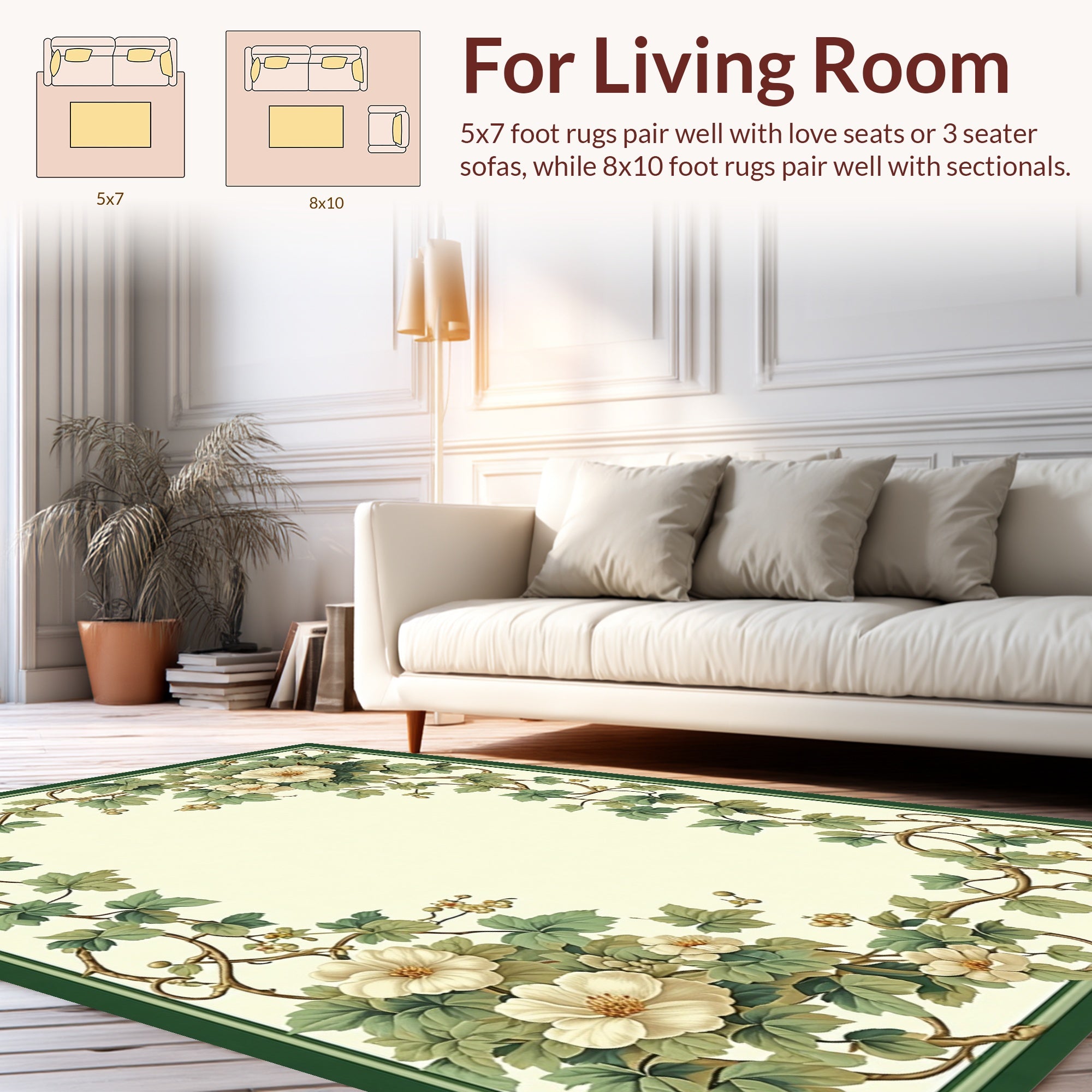 Vintage Floral Vine Art Design Rug