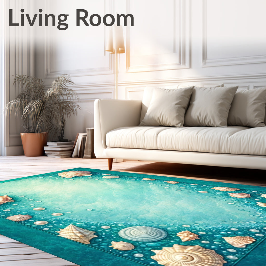 Seashells and Pearls Aquatic Border Rug