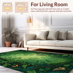 Enchanted Emerald Forest Butterfly Scene Rug