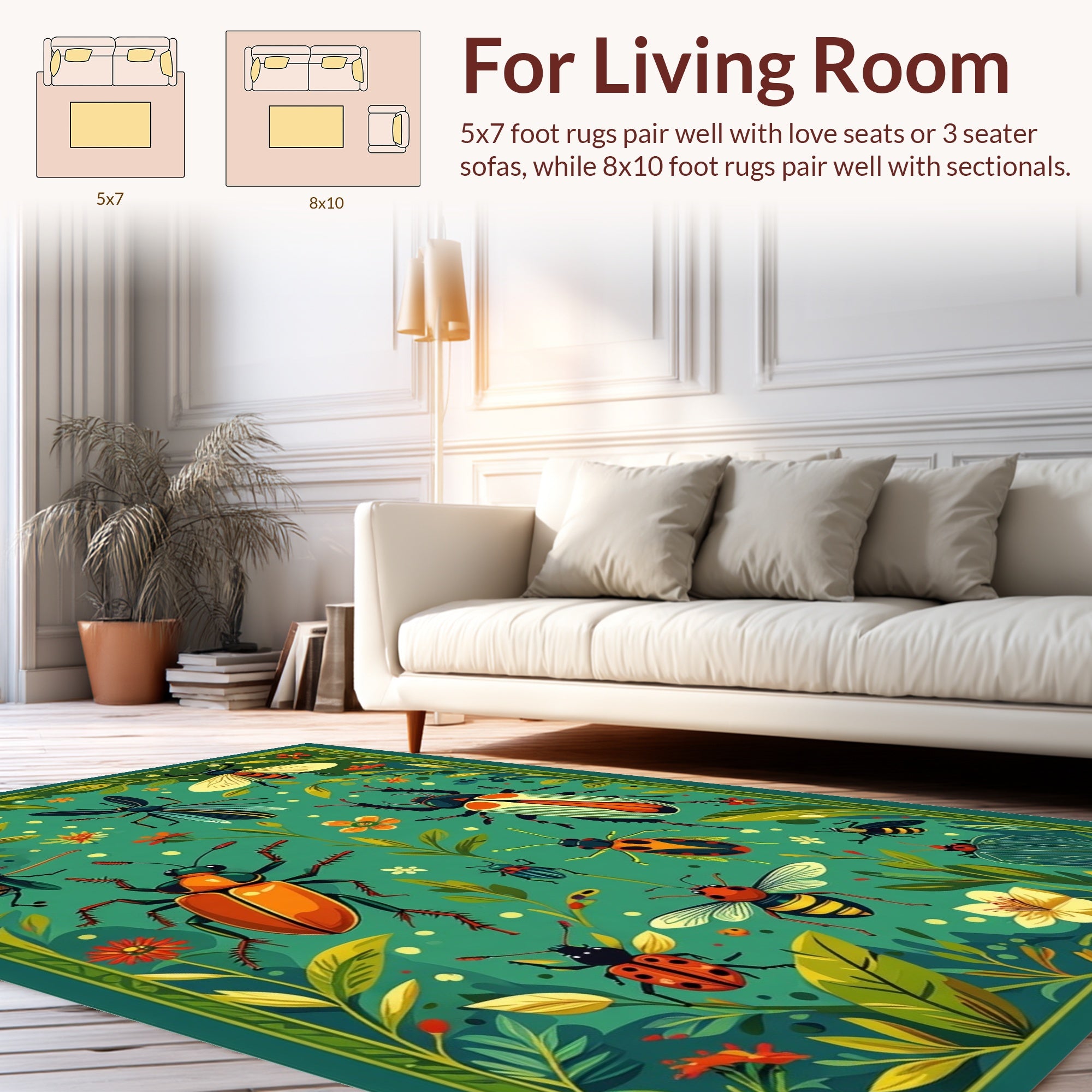 Whimsical Insect Botanical Garden Rug