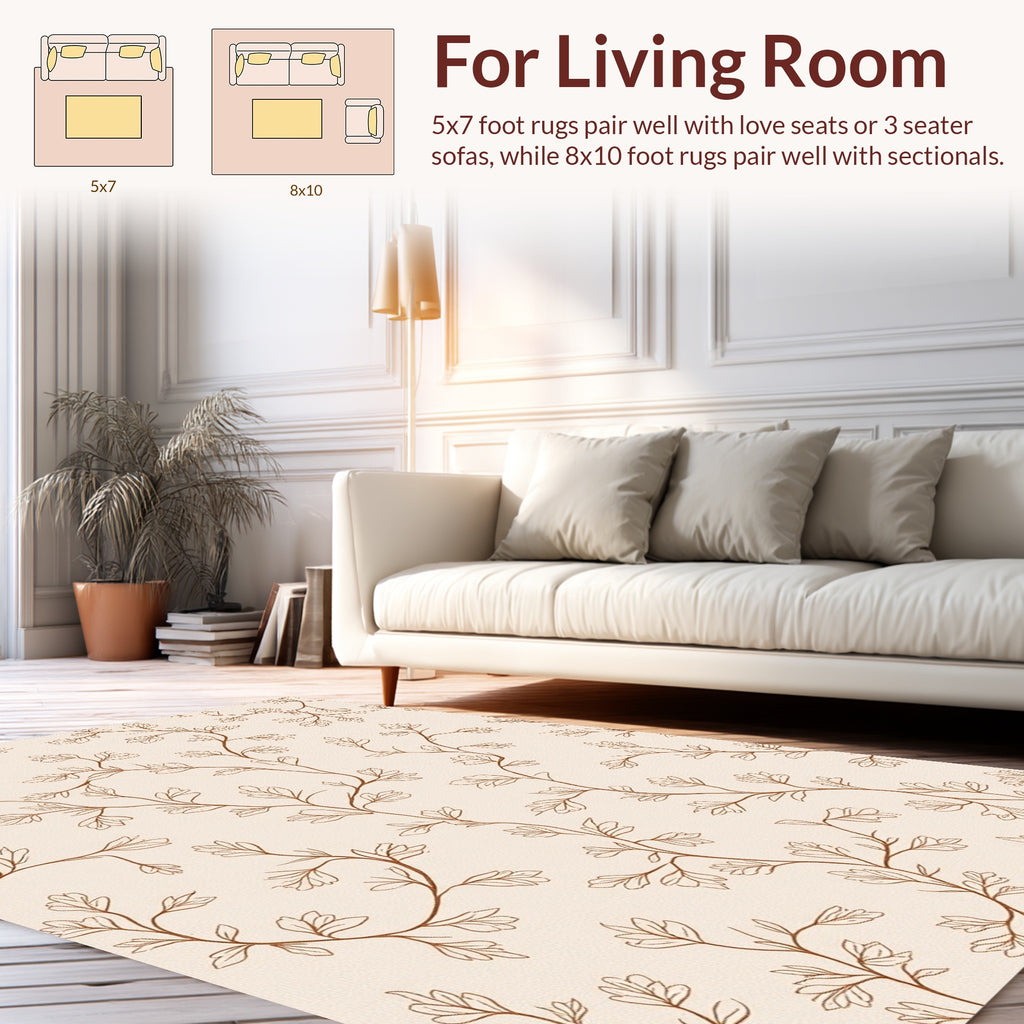 Elegant Vine Leaf Sketch Design Rug