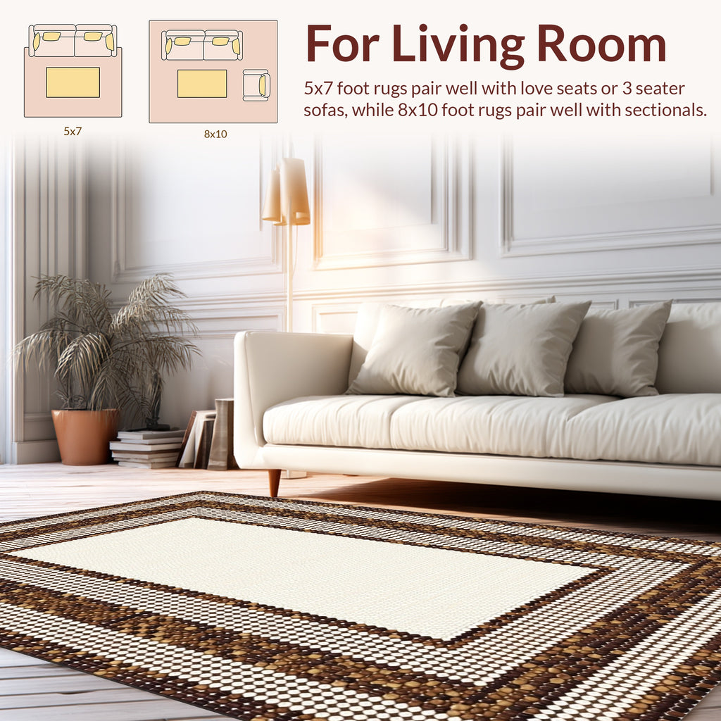 Layered Circles Geometric Brown Design Rug