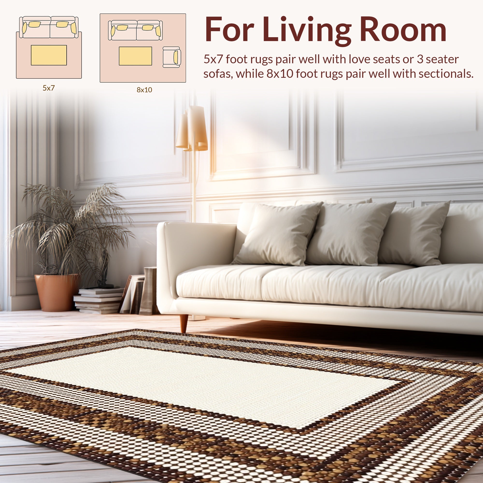 Layered Circles Geometric Brown Design Rug