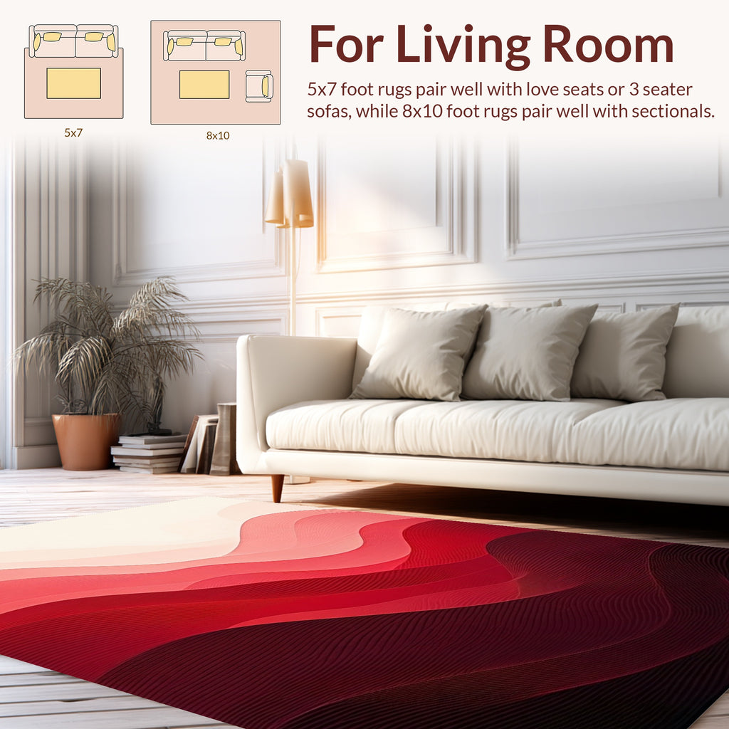 Crimson Waves Abstract Pattern Rug