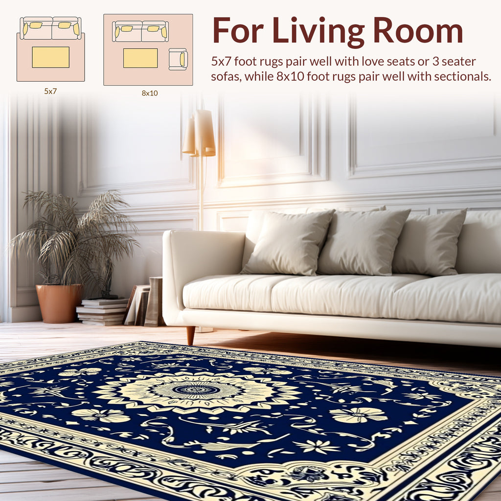 Antique Floral Sunburst Pattern Rug