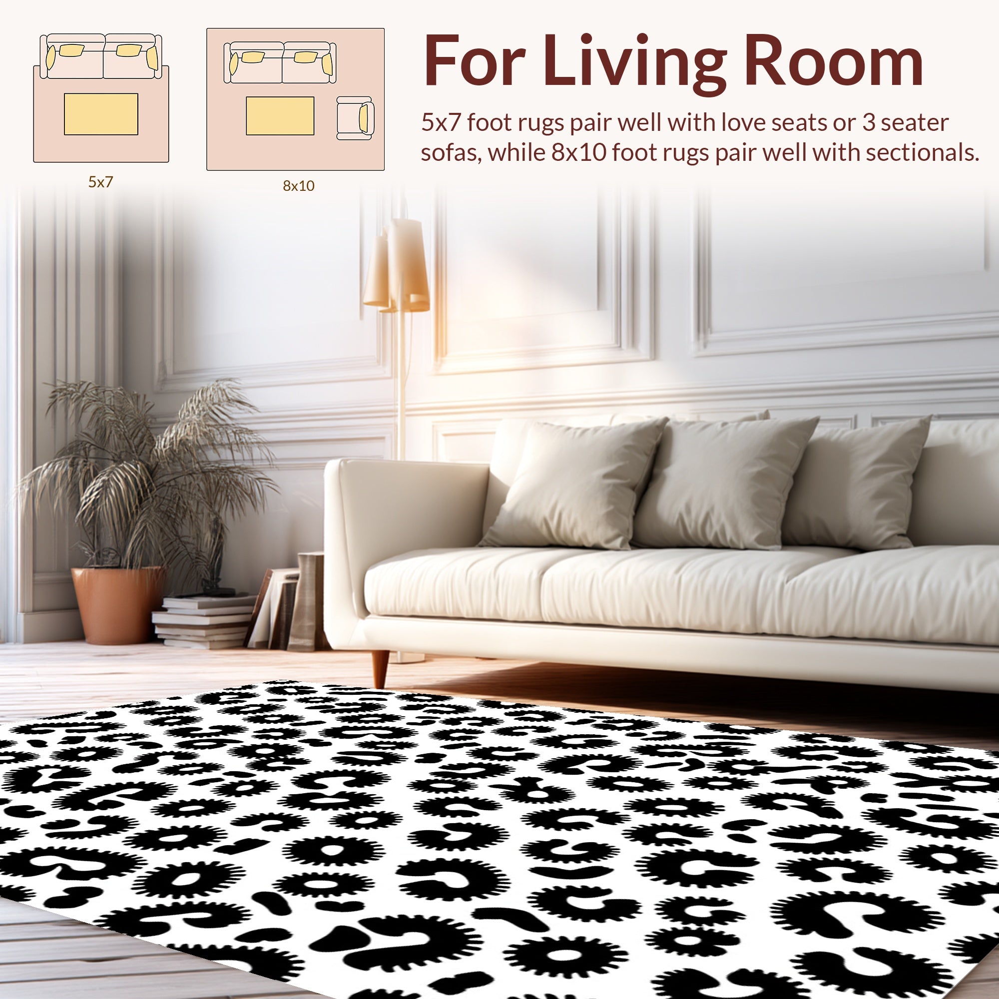 Bold Black Spots Pattern Rug