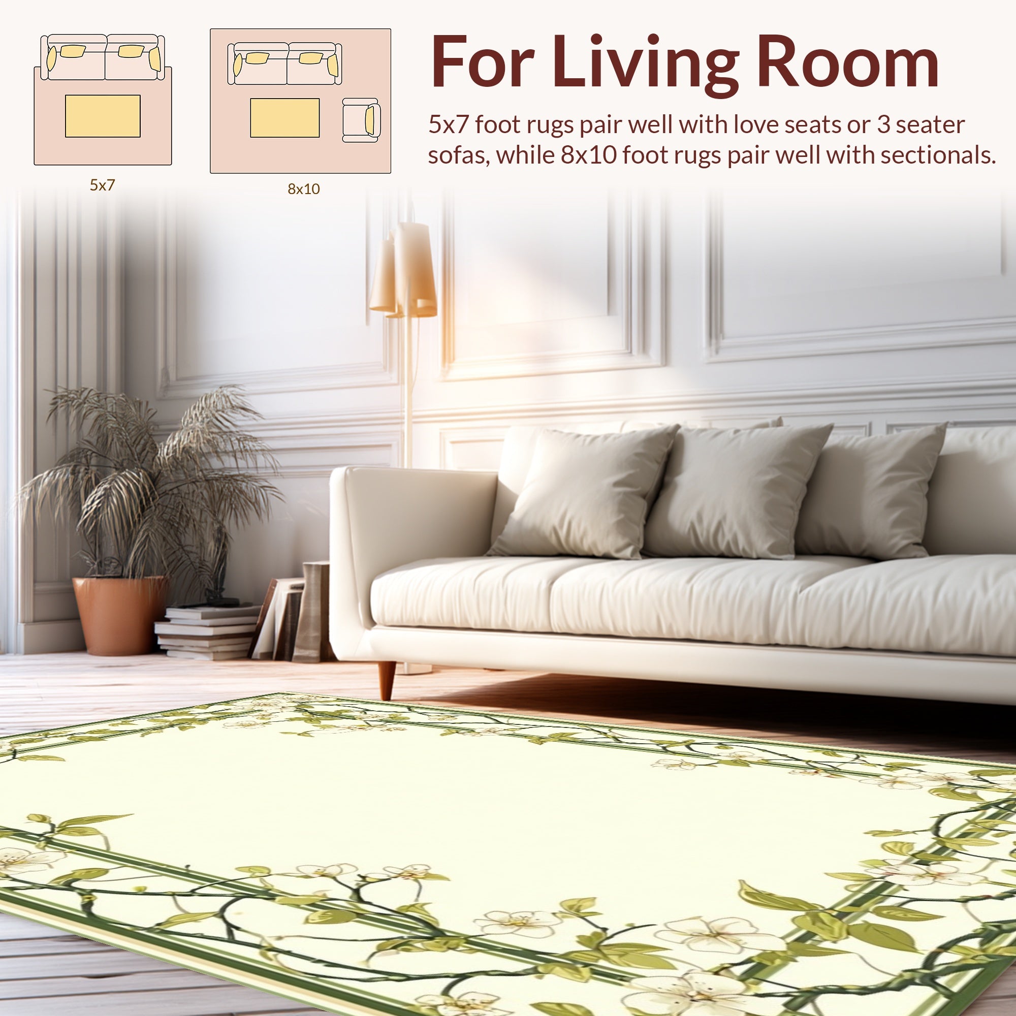 Vine and Blossom Art Nouveau Border Rug