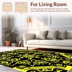 Bold Yellow Floral Symmetry Design Rug