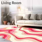 Retro Pink Swirl Abstract Rug
