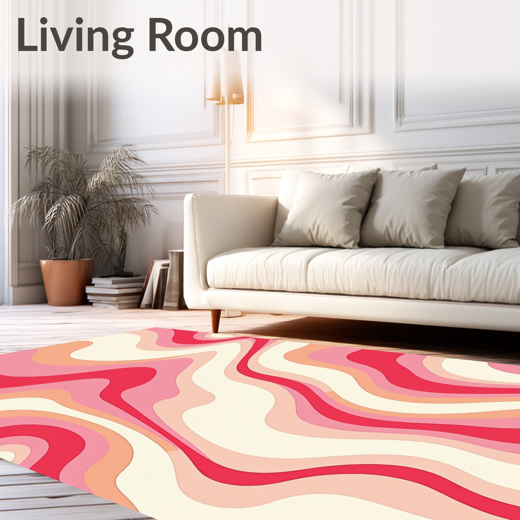 Retro Pink Swirl Abstract Rug