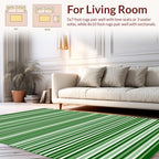 Striped Pattern Green White Rug