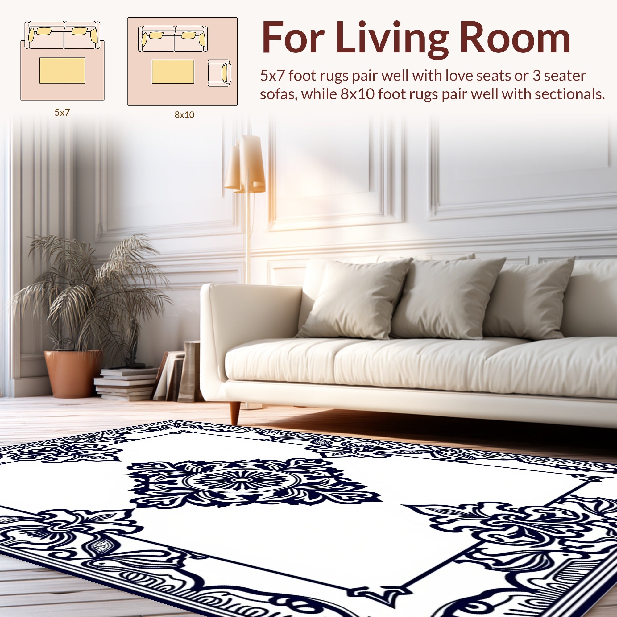 Classic Floral Medallion Border Design Rug