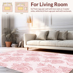 Pink Rose Sketch Pattern Rug