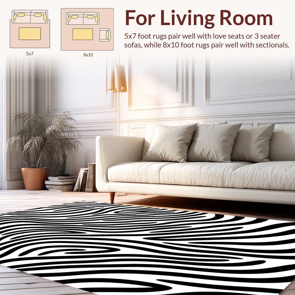 Bold Black White Animal Print Rug