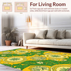 Vivid Yellow Green Floral Pattern Rug