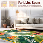 Tropical Hibiscus Floral Leaf Design Rug