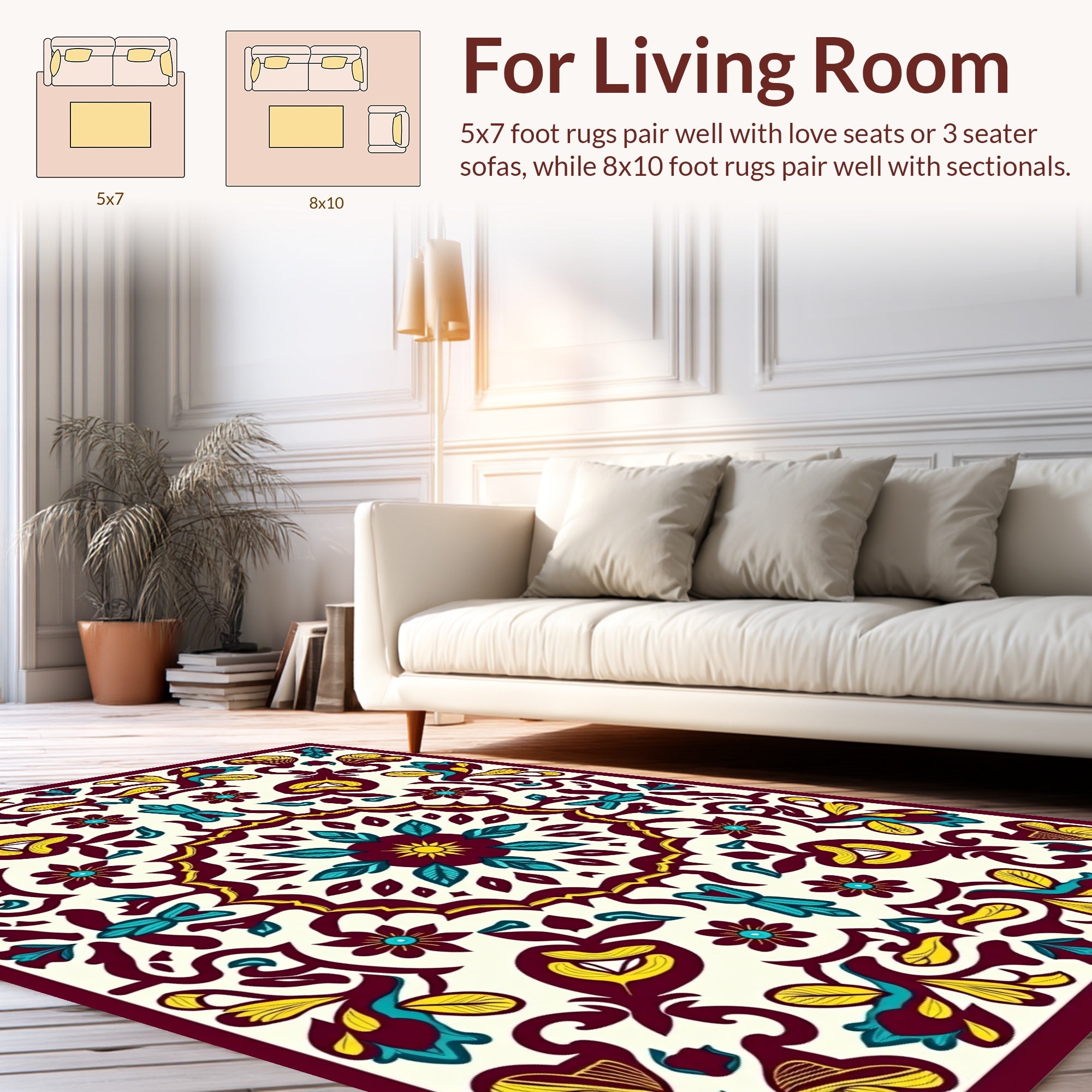 Ornate Floral Medallion Garden Design Rug