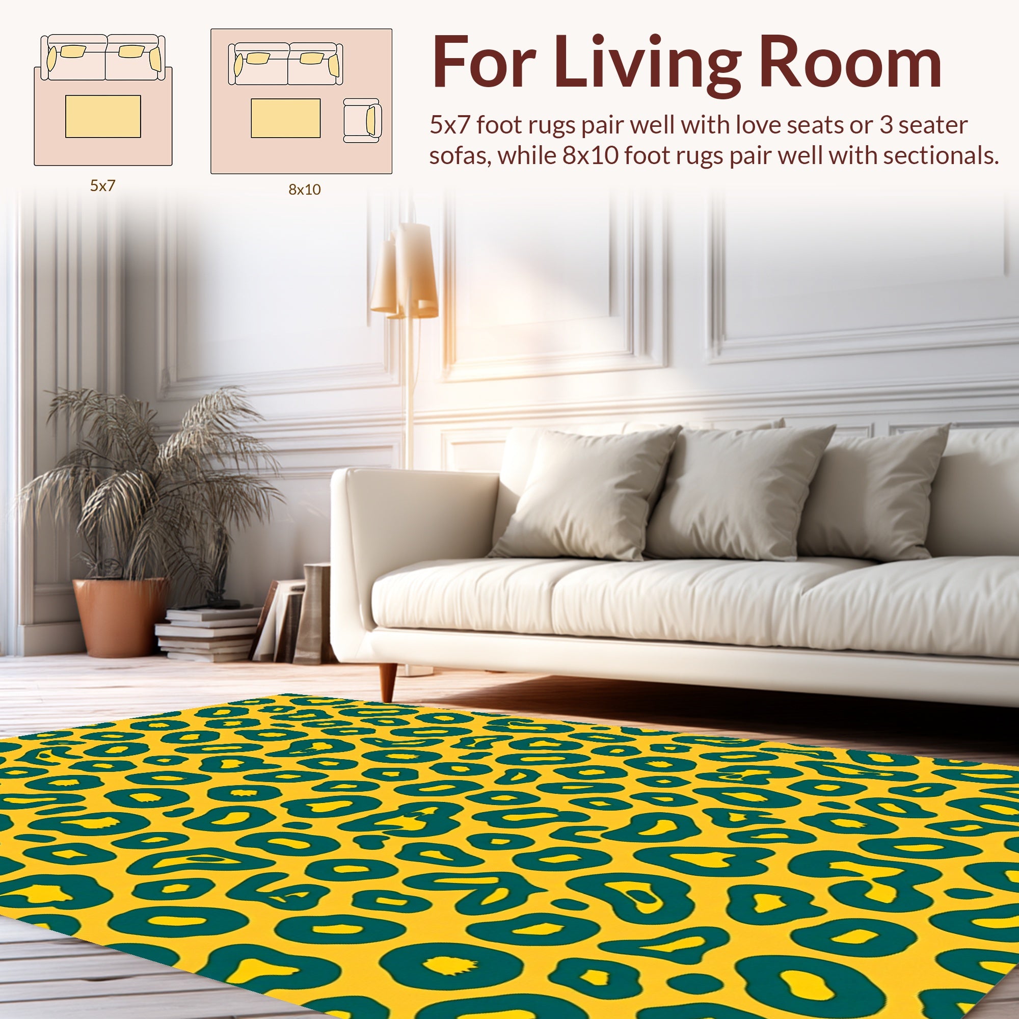 Bold Yellow Abstract Animal Print Rug