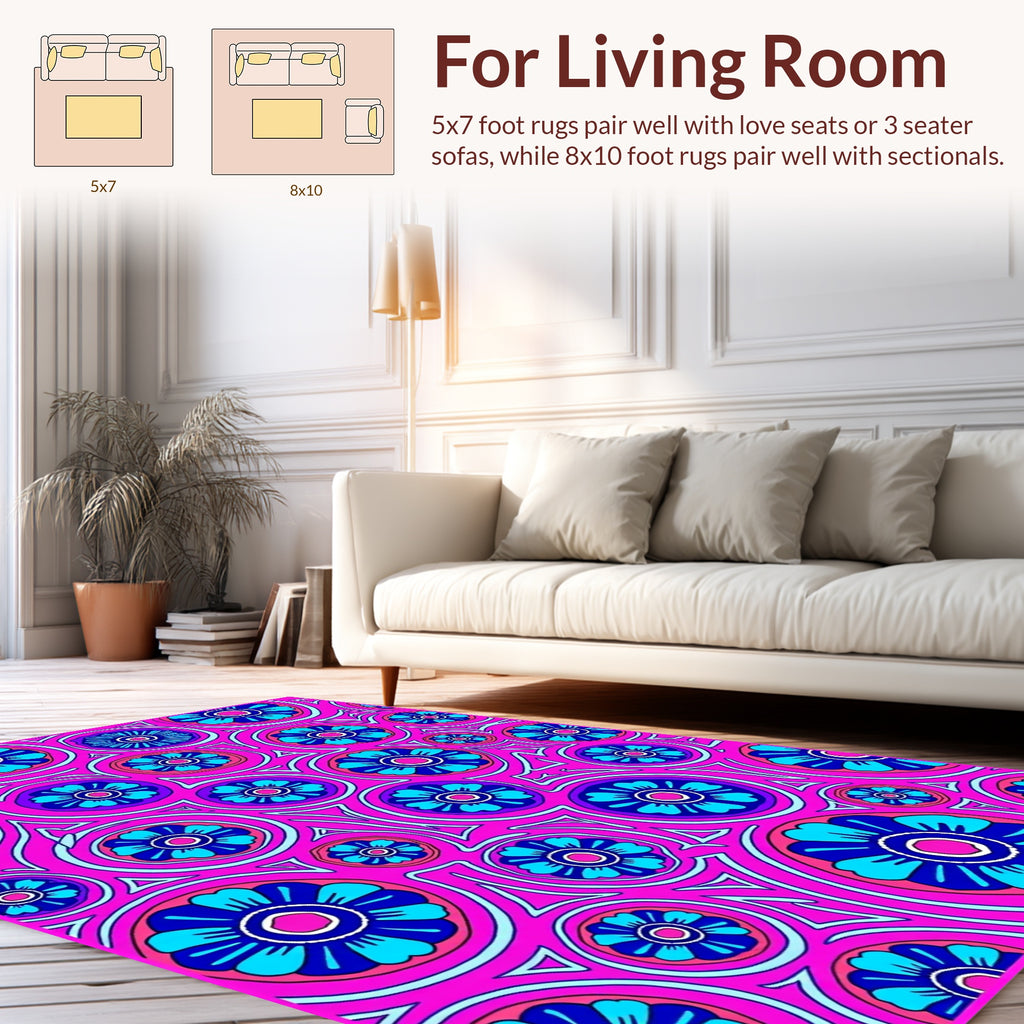 Floral Circles Pattern Design Rug