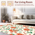 Bright Orange Floral Botanical Design Rug