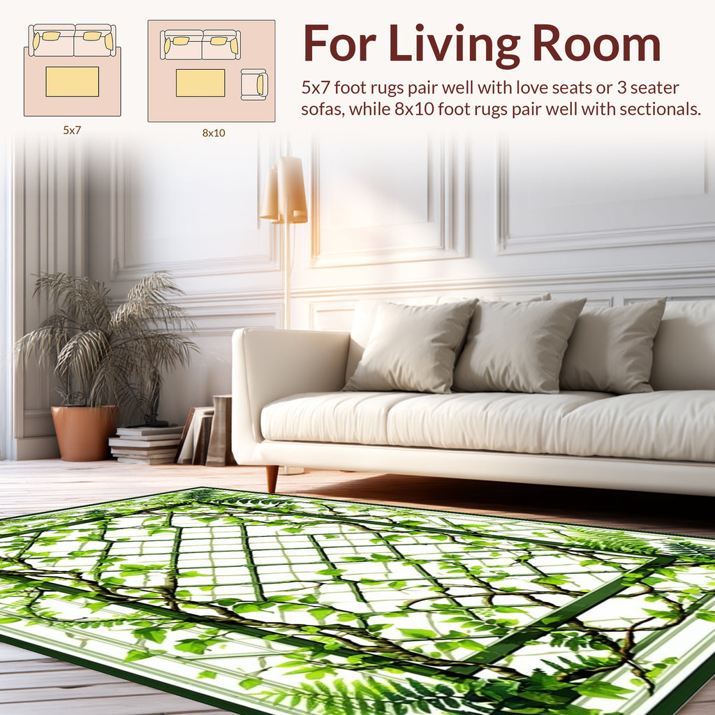 Green Vine Lattice Pattern Rug