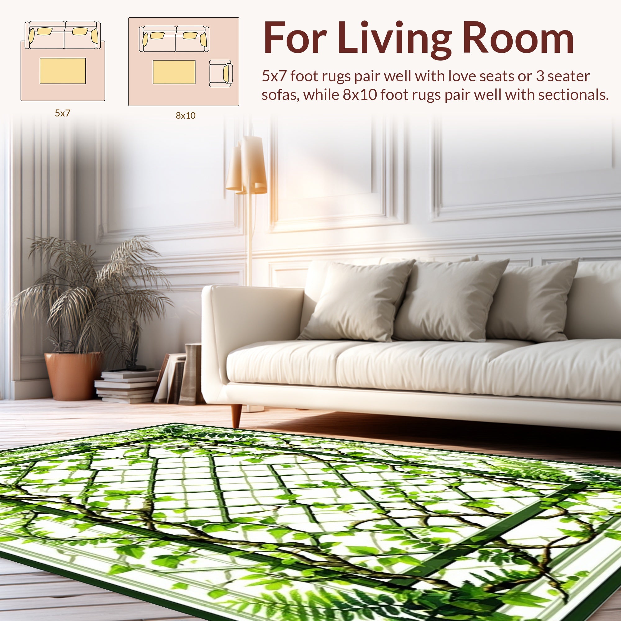 Green Vine Lattice Pattern Rug