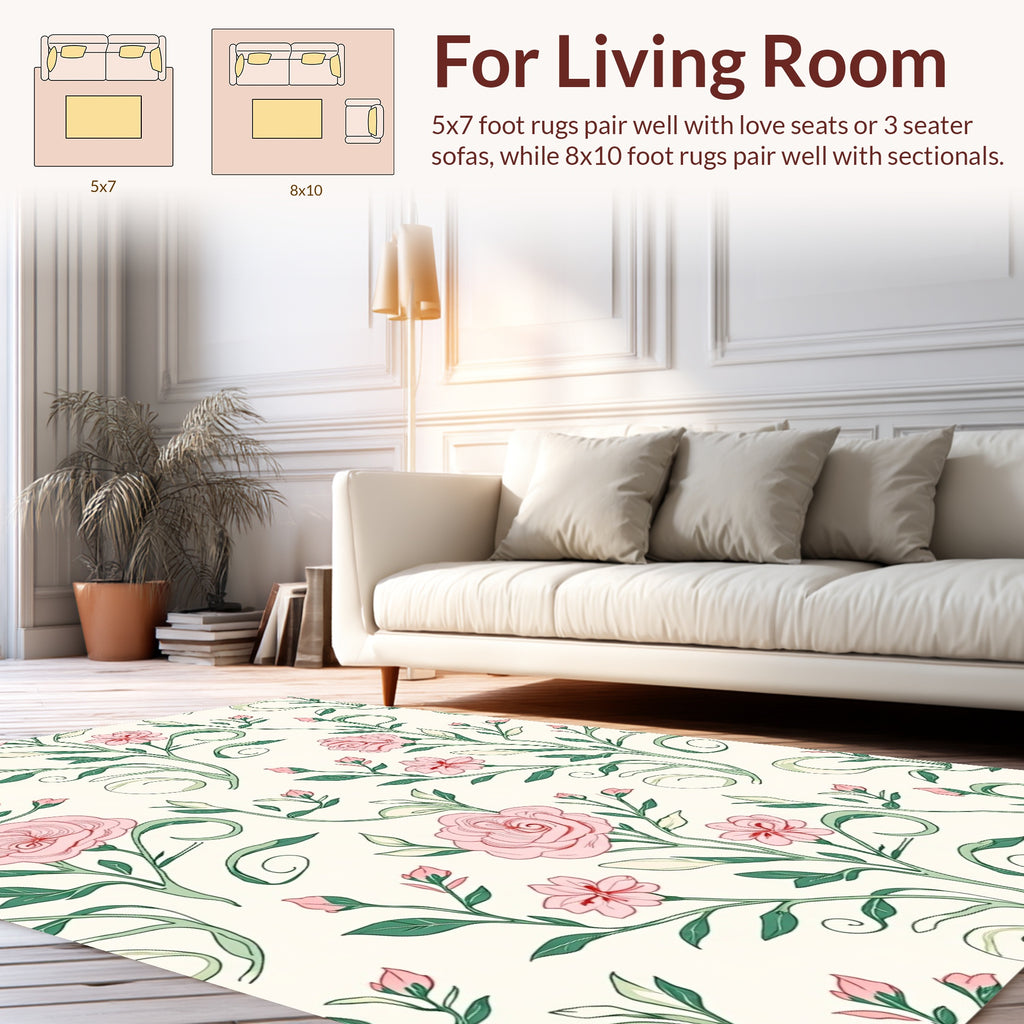 Vintage Floral Vine Scroll Rug