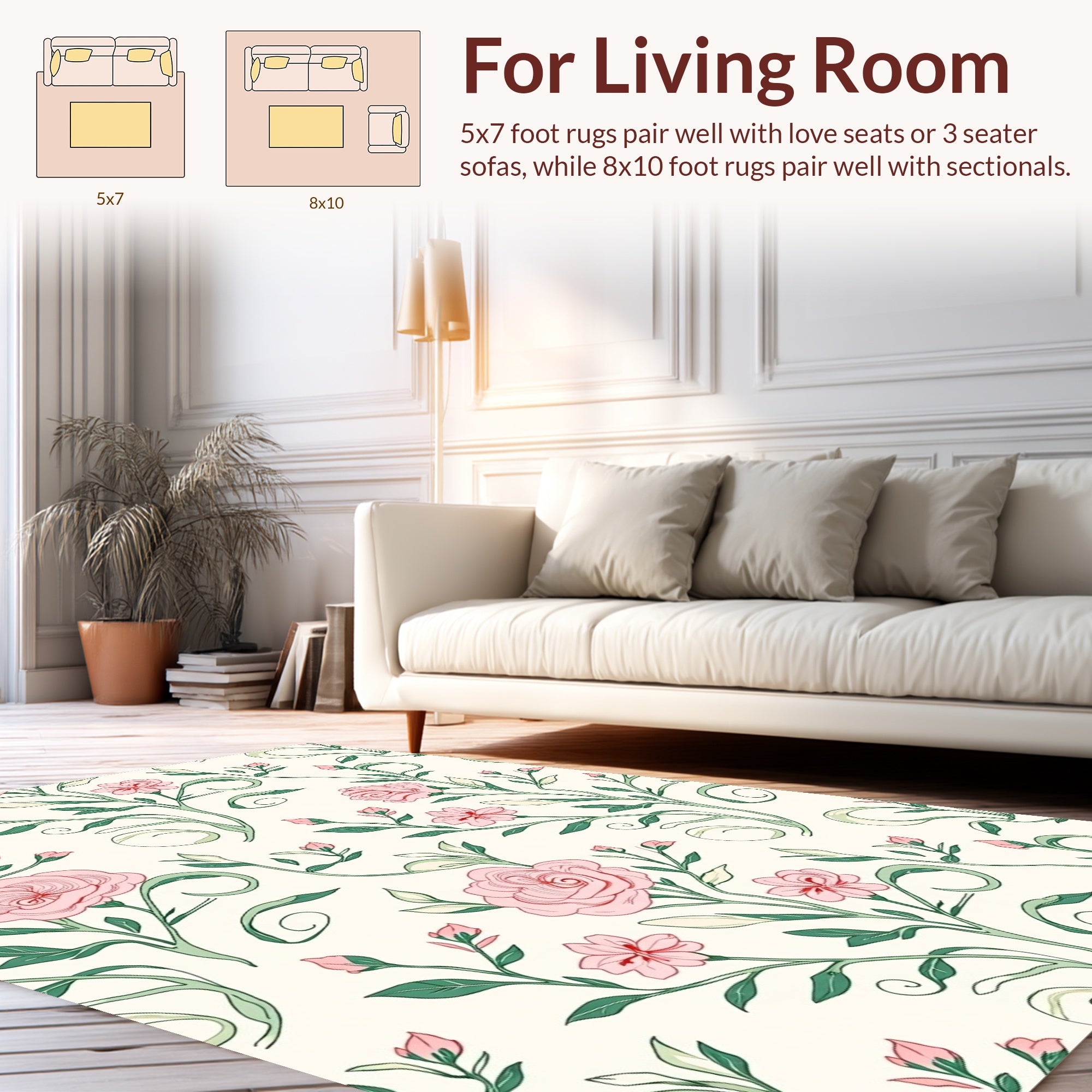 Vintage Floral Vine Scroll Rug