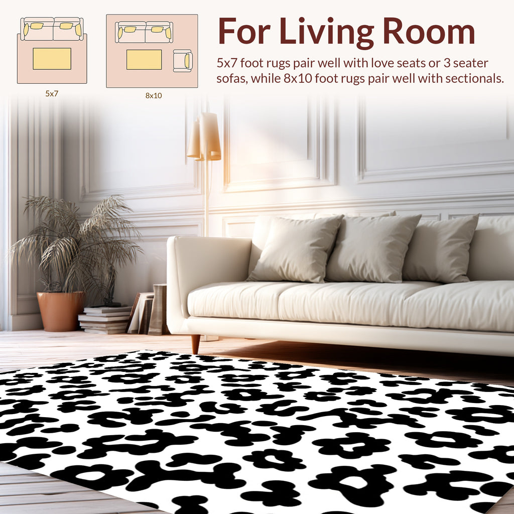 Bold Black Animal Print Pattern Rug