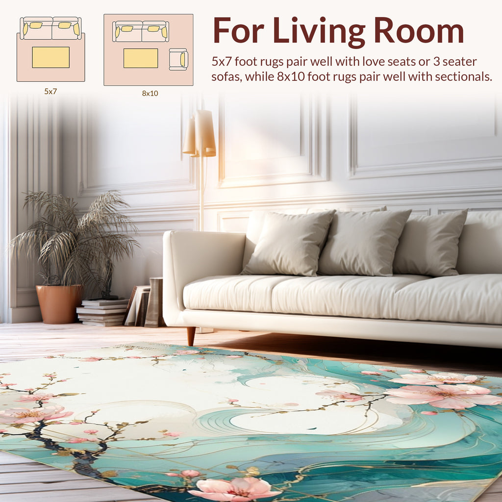 Delicate Floral Waves And Branches Rug