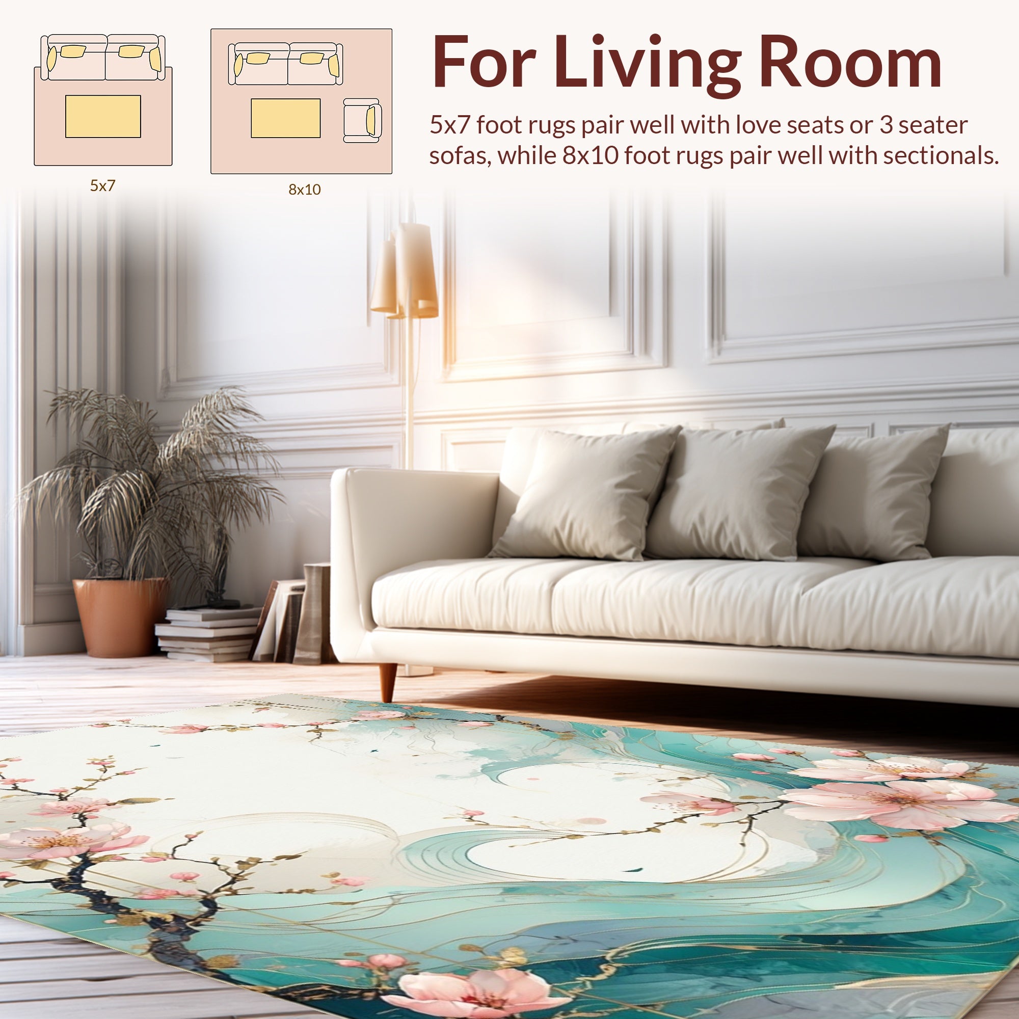 Delicate Floral Waves And Branches Rug