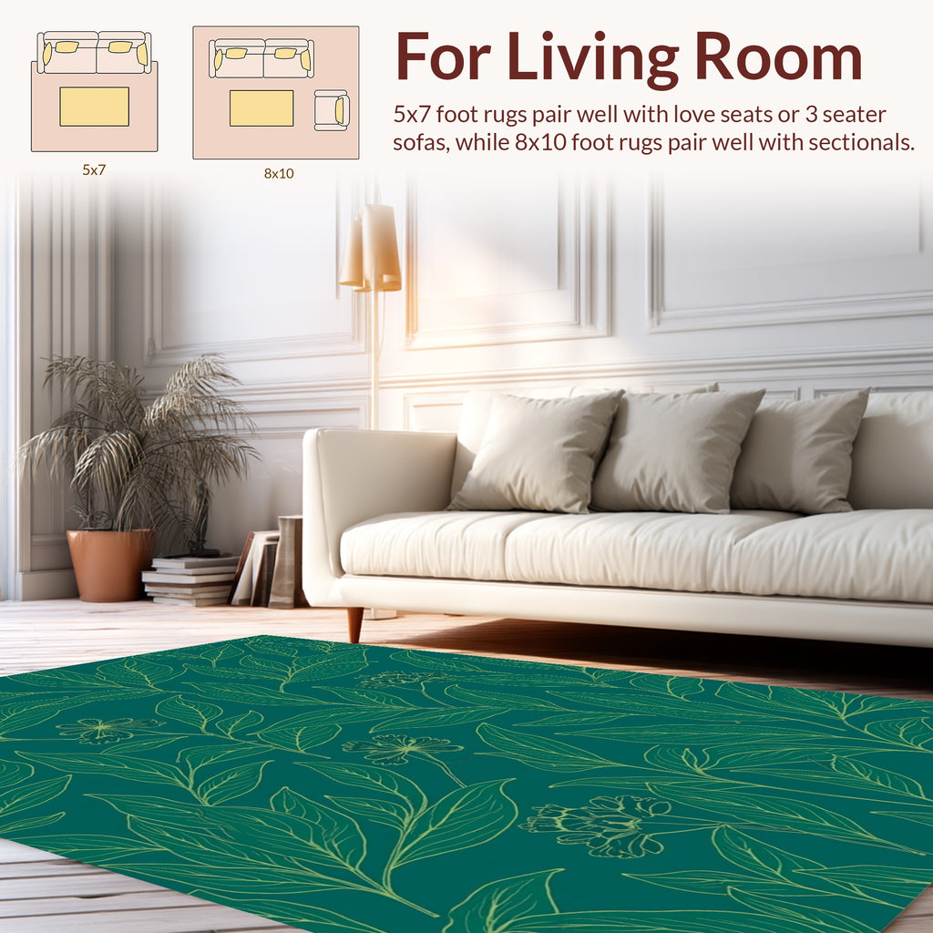 Botanical Leaf Outline Design Rug