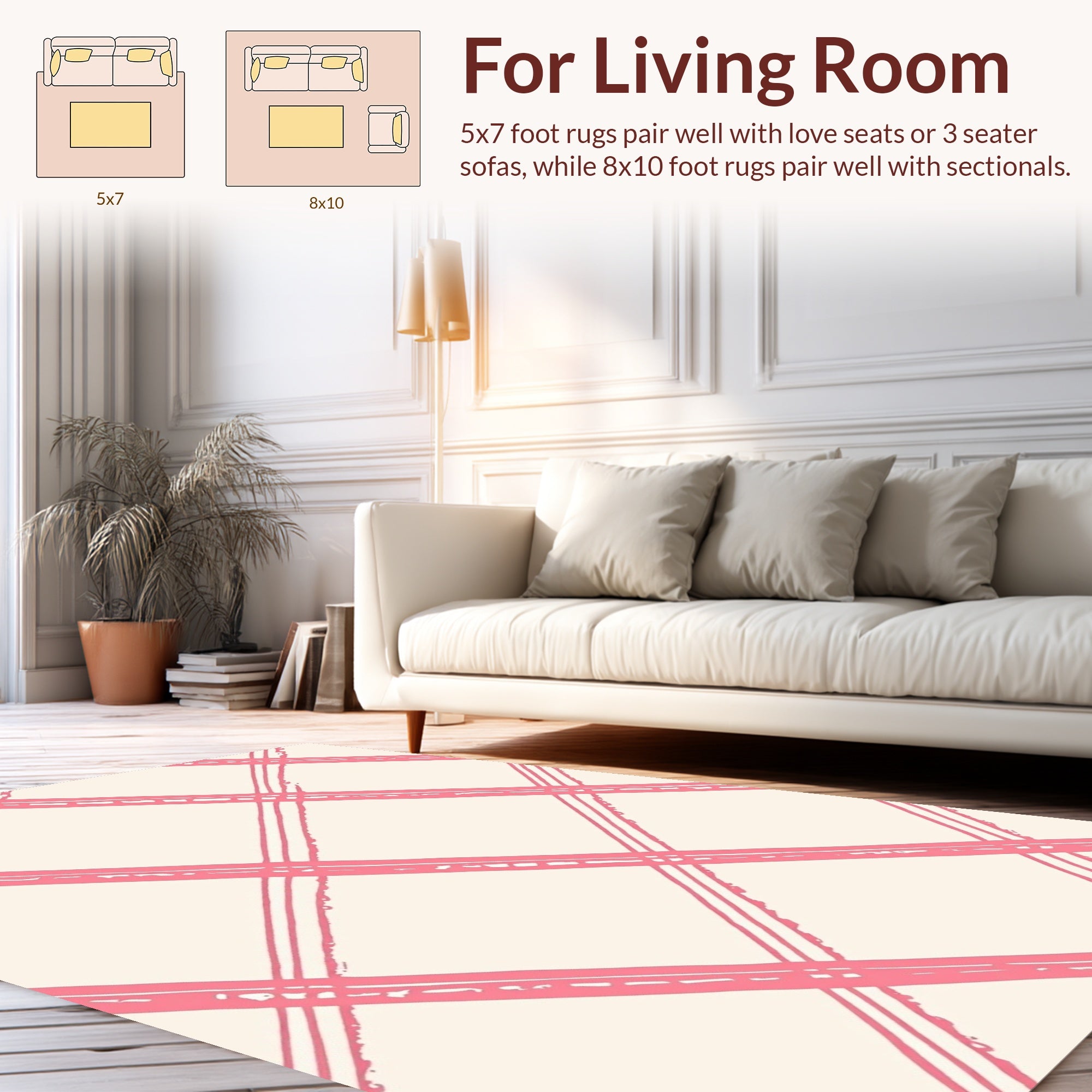 Pink Striped Diagonal Line Pattern Rug